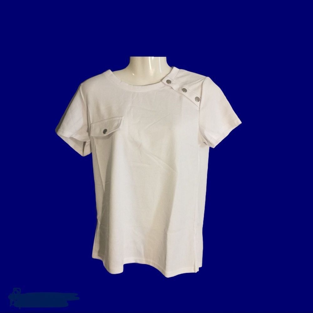 White Ribbed Snap Shirt